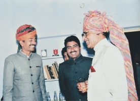 Left to Right : Commandant Home Guard Dayal Singh Ji of Sanwatsar, Kunwar Narendra Singh Ji (R.P.S) and Brigadier Shakti Singh Ji