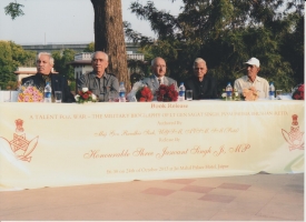 Left to Right : Thakur Col. Ran Vijay Singh, Major Jaswant Singh Ji Jasol, Major General Randhir Singh Ji, Thakur Jeoraj Singh Ji (R.P.S) at the Book Release