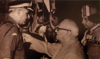 Lt.Gen Sagat Singh receiving PVSM from President V. V. Giri