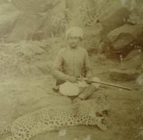 A young Mirza Maharao Sir Khengarji III with his kill
