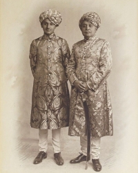 HH Maharajadhiraj Mirza Maharao Shri Sir KHENGARJI PRAGMALJI III Sawai Bahadur and his son Yuvaraj VIJAYARAJJI of Kutch