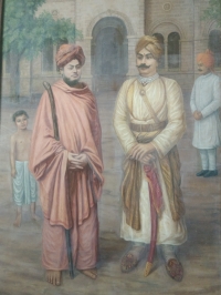 Swami Vivekanandji and H.H.T.S. Jashwantsinhji at Limbdi Tower Bungalow which is donated to Ram Krishna Mission by Limbdi State Family