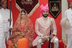 Yuvarajsaheb Pruthvijeetsinhji and Yuvranisaheb Shivranjanidevi of Mandwa on the auspicious occasion of their Tilak and Chunari Ceremony