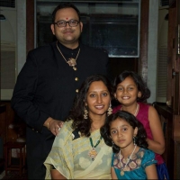 Rajkumar Varchur Urs with his wife and daughter (Mysore)