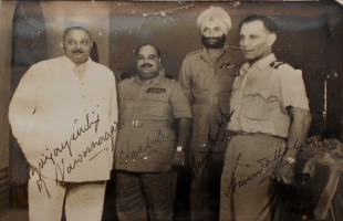 Digvijaysinhji the Maharaja of Nawanagar with Sadul Singh the Maharaja of Bikaner, Yadavindra Singh the Maharaja of Patiala and Hamidullah Khan, the Nawab of Bhopal