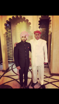 Maharaj Dalwant Singhji with his eldest grandson Banwar Dhananjay Singh Ranawat (Netawal)