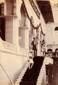 H.H. Maharaja Mahendra Sawai Sir Pratap Singh Shah Ju Deo, the Maharaja of Orchha with George Nathaniel Curzon, the Earl Curzon of Kedleston, then Viceroy and Governor-General of India