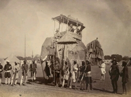 HH Saramad-i-Rajha-i-Bundelkhand Maharaja Mahendra Sawai Shri Sir PRATAP SINGH Bahadur Ju Deo on state elephant.