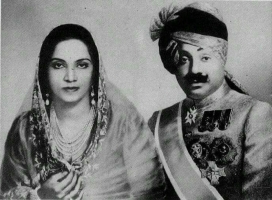 Her Highness Maharani Sri Badan Kunwar Sahiba with Her Husband Major HH Raj Rajeshwar Saramad Raj-hai Hindustan Maharaja Dhiraj Maharaja Sri Sir UMAID SINGHJI Bahadur Maharaja of Jodhpur (Osian)