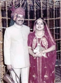 Raja Bahadur Aditya Pratap Narain Singhji with his wife Rani Shradha Singh Sengar of Malhausi