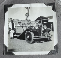 Kumar Shri Sardarsinhji Chandrasinhji Rajparmar Sitting in a brand new Sunbeam-Talbot Convertible