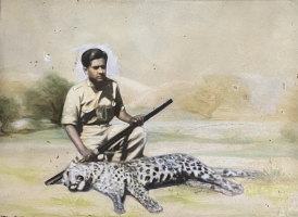 Thakore Shri Sardarsinhji Chandrasinhji RAJPARMAR (1942) hunted a Leopard