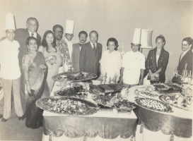 HH Shivendrasinhji along with his wife Maharani Sonia Devi at a Gala Dinner in 1978 (Palitana)