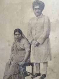 HH Thakore Sahib Shri Sir BAHADURSINHJI MANSINHJI along with his wife HH Thakorani Bai Shri Sita Ba Kunverba Sahiba (Palitana)