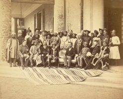 Sayajirao with Sir Richard Temple the Governor of Bombay & other members of the court including Thakore Sahib Palitana (Palitana)