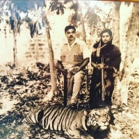 Raja Shankari Prasad Singhdeo and Rani Durgesh Kumari Devi during hunting expedition