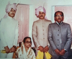 Kumar Santosh Kumar Singh Roy , Kumar Suvrakanti Singh Roy and Kumar Suman Singh Roy with Rajmata Rupamanjari Devi of Jhargram Raj, WB. (Rai Gobindpur)