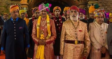 Maharaja Gaj Singh ji of Jodhpur, Yuvraj Mandhata Sinh ji of Rajkot, Shriji Arvind Singh ji of Mewar and Maharaja Brajraj Singh ji of Kishangarh (Rajkot)