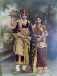 Maharajkumarsaheb Prahladsinhji with Maharajkumari Ranjnadevi (Rajendrakuwarba) of Rajkot (Rajkot)