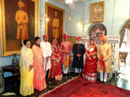 Royal family members of Rajkot and Dungarpur with Shriji Arvind Singh Mewar