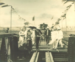 Railway bridge over the River Karjan, built during the reign of Maharaja Vijaysinhji, bringing the line right up to Rajpipla town, being inaugurated by Lord Willingdon, Governor of Bombay in 1917 (Rajpipla)