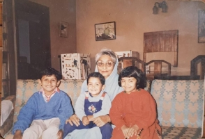 Rani Vina Kumari with her grandchildren (from left) Vishvajeet Singh (Joey), Chandra Vadan Singh and Shubhangini Singh (Rajpipla)