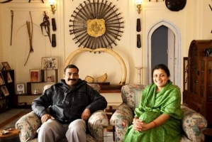 Rajkumar Keshvendra Singh of Rampura with his wife Rajkumari Padmini Kumari (Rampura)