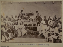 Childhood picture of Maharaja Venket Raman Singh Judeo Bahadur of Rewah on the tyron (Rewah)