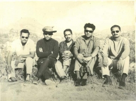 Left to right: Raja Sahab Gopal Singh of Bhadrajun, Thakur Inder Singh of Guda Malani, Thakur Narpat Singh Rathore of Rodla, Thakur Bhawani Singh Bhati of Buchkala, Thakur Sahab Bhawani Singh of Pal (Rodla)