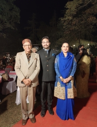 Maharaj Amar Singh Sailana with MK. Ranjit Sinh Ji Wankaner and HH Radhika Raje of Baroda