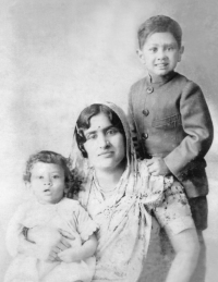 Rani Bhawani Kunwar with her sons Raja Narendra Singh Ju Deo and H.H. Maharaja Jayendra Singh Ju Deo of Charkhari