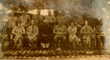H.E. Sir Maurice Garnier Hallet Governor of Bihar - with Raja Udit Narayan Singh and Yuvraj L.P. Singh - 1938 in Shakarpura Raj alonwith Lady Hallet and other Government Officials
