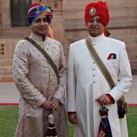 Thakur Shri Sunder Singh with Kunwar Shri Vikramaditya Singh of Sodawas (Sodawas)