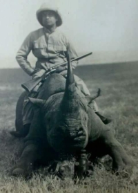H.H Maharaja Ramanuj Saran Singh deo Of Surguja shot a mankiller rhino In Africa (Surguja)