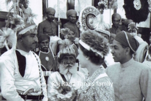 Jan 1961 - Maharana Bhagwat Singhji Mewar introducing HRH Queen Elizabeth II to Raj Rana Hari Singhji of Tana