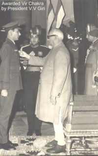 Rajkumar Samar Bikram Shah receiving Vir Chakra from President V.V. Giri (Tehri Garhwal)