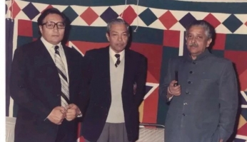 Raja Syed Shariq Ali of Nanpara, Raja Bahadur Pashupati Nath Saran Singh of Tiloi and Raja Dinesh Singh of Kasmanda (L to R) (Tiloi)