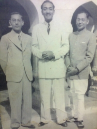 Raja Chandra Chur Prasad Singh Deo standing in the middle with both of his elder brothers Maharajkumar Chandikeshwar Saran Singh Deo and Maharaja Ambikeshwar Saran Singh Deo of Surguja (Udaipur)
