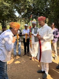 Tribal Community offering their bow and arrow as per tradition to new Maharana Saheb Vishvaraj Singh Ji Mewar after coronation.