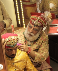 Shiriji Arvind Singh Mewar with Lakshyaraj Singh Mewar on his wedding ceremony on 20th January 2014
