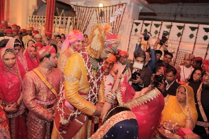 Varnikasi as part of Lakshyaraj Singh Mewar's Wedding Ceremonies continues from Chandra Chowk to Badi Pol, The Palace, Udaipur on 20th January 2014 (Udaipur)