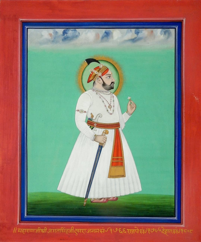 maharana ram singh 2 playing holi rajput miniature kota